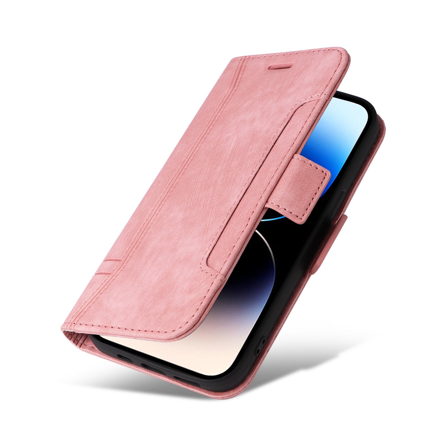 Uniqkart 001 For iPhone 15 Pro Multifunction Wallet Cell Phone Case Shockproof PU Leather Stand Cover - Pink Uniqkart 001 For iPhone 15 Pro Multifunction Wallet Cell Phone Case Shockproof PU Leather Stand Cover - Pink